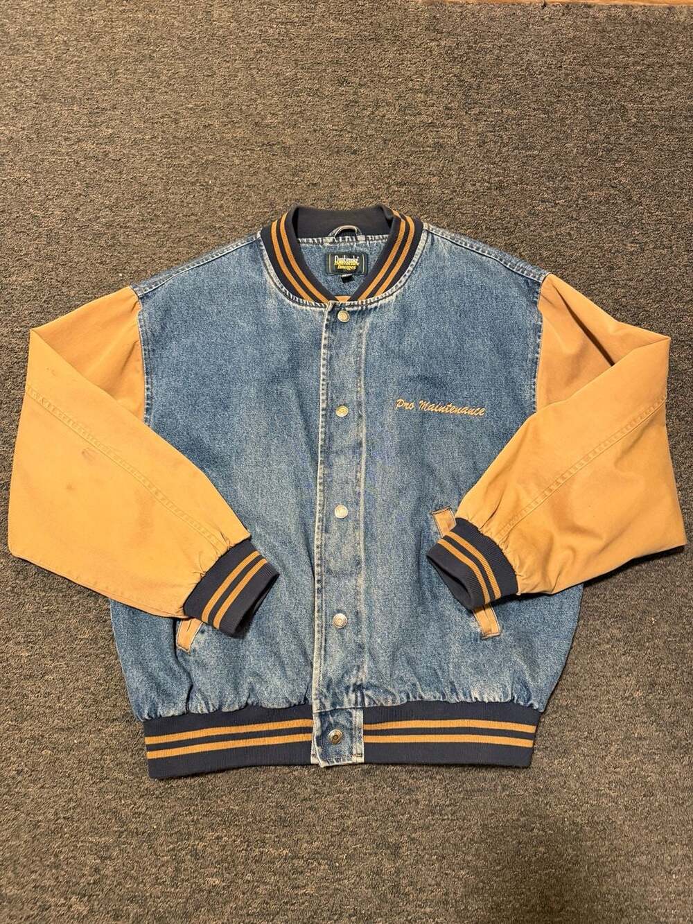 Vintage Dunbrooke Distinctive Images Denim Varsity Bomber Jacket L